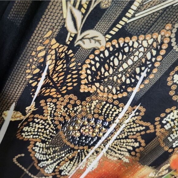 CATO Gold & Orange Sparkly Floral Blouse - Picture 6 of 9